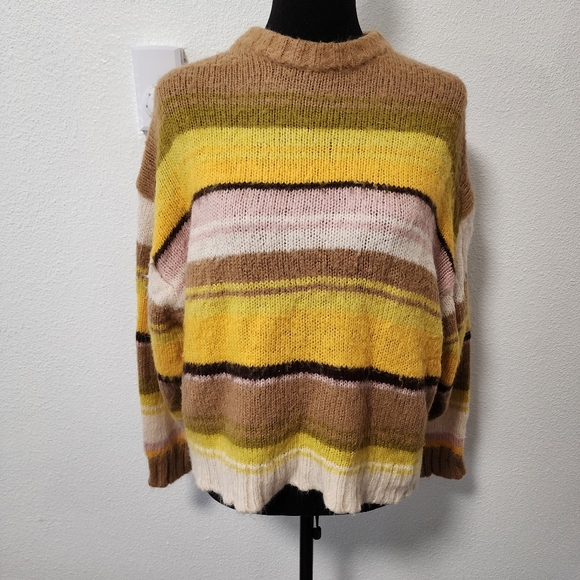 Striped Mohair Knit Pullover Sweater - Picture 2 of 10